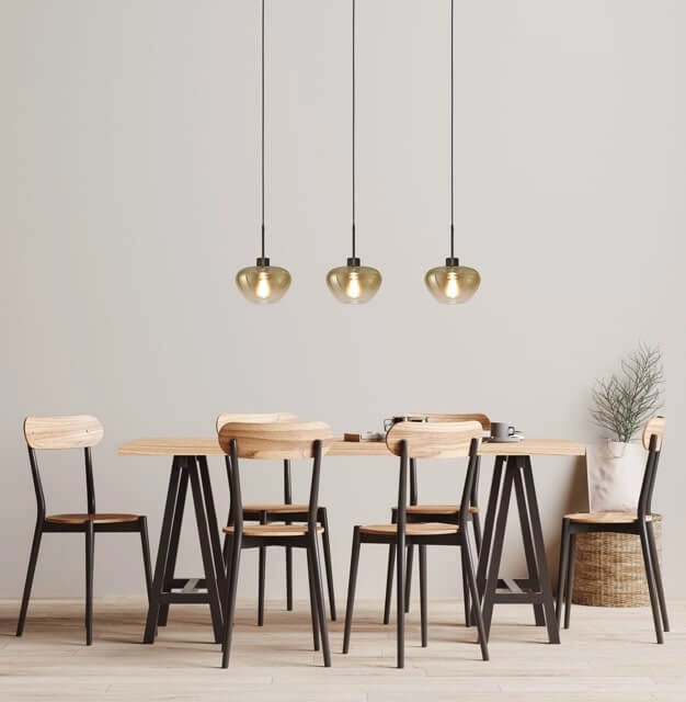 3-lichts hanglamp Genua zwart met goud glas Ø 24cm Masterlight 8718121356914