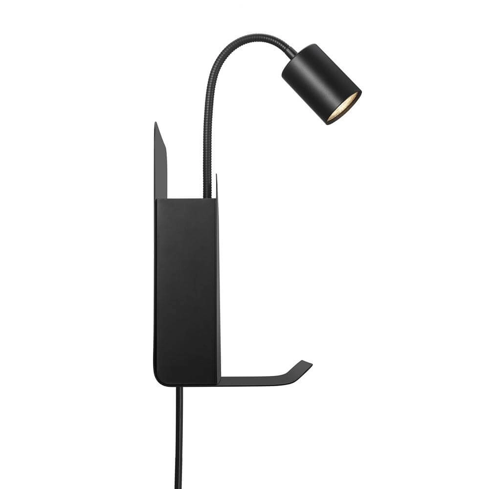 Zwarte wandlamp Roomi met usb-aansluiting