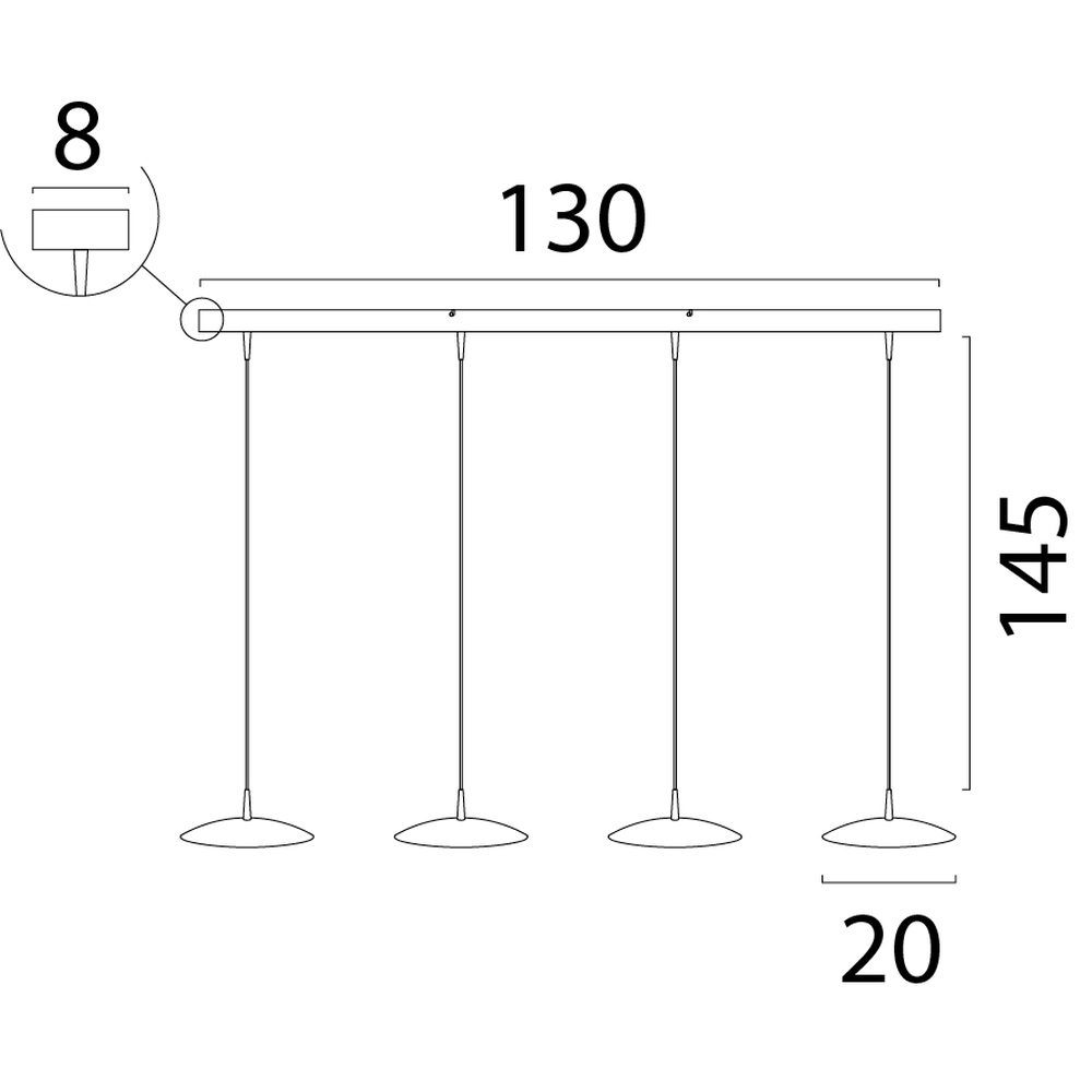 4-lichts hanglamp Scala 130cm zwart nikkel Ø 20cm Masterlight 8718121296616