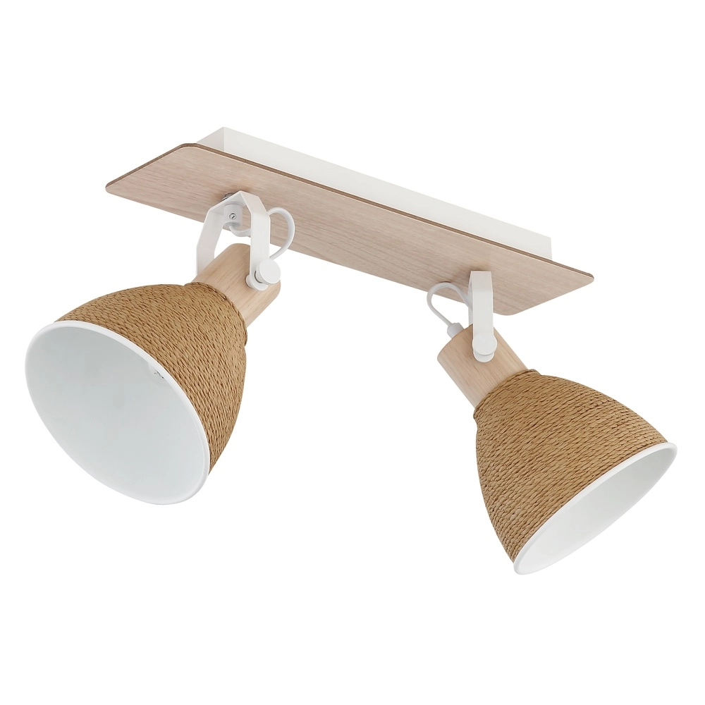 Plafondlamp Lyndon 2-lichts wit met rotan Globo 9007371583744