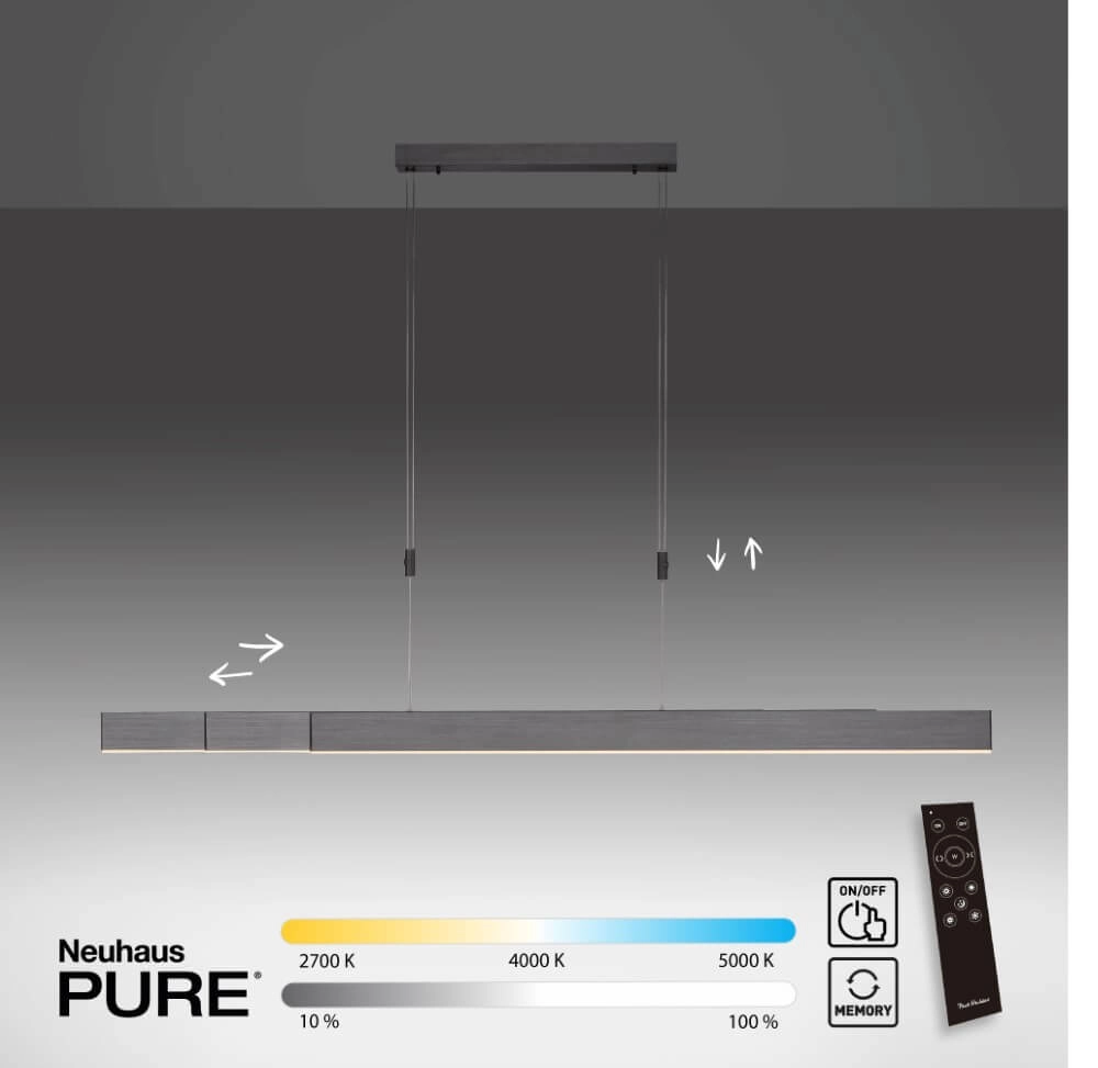 Led hanglamp Pure-Moto geborsteld antraciet Paul Neuhaus 4012248363751