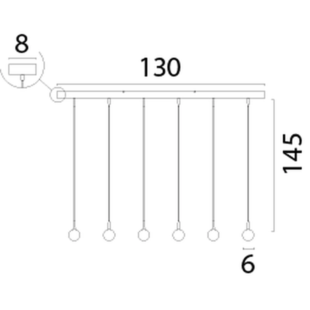 6-lichts hanglamp Talana zwart met nikkel Ø6cm DTW Masterlight 8718121352220