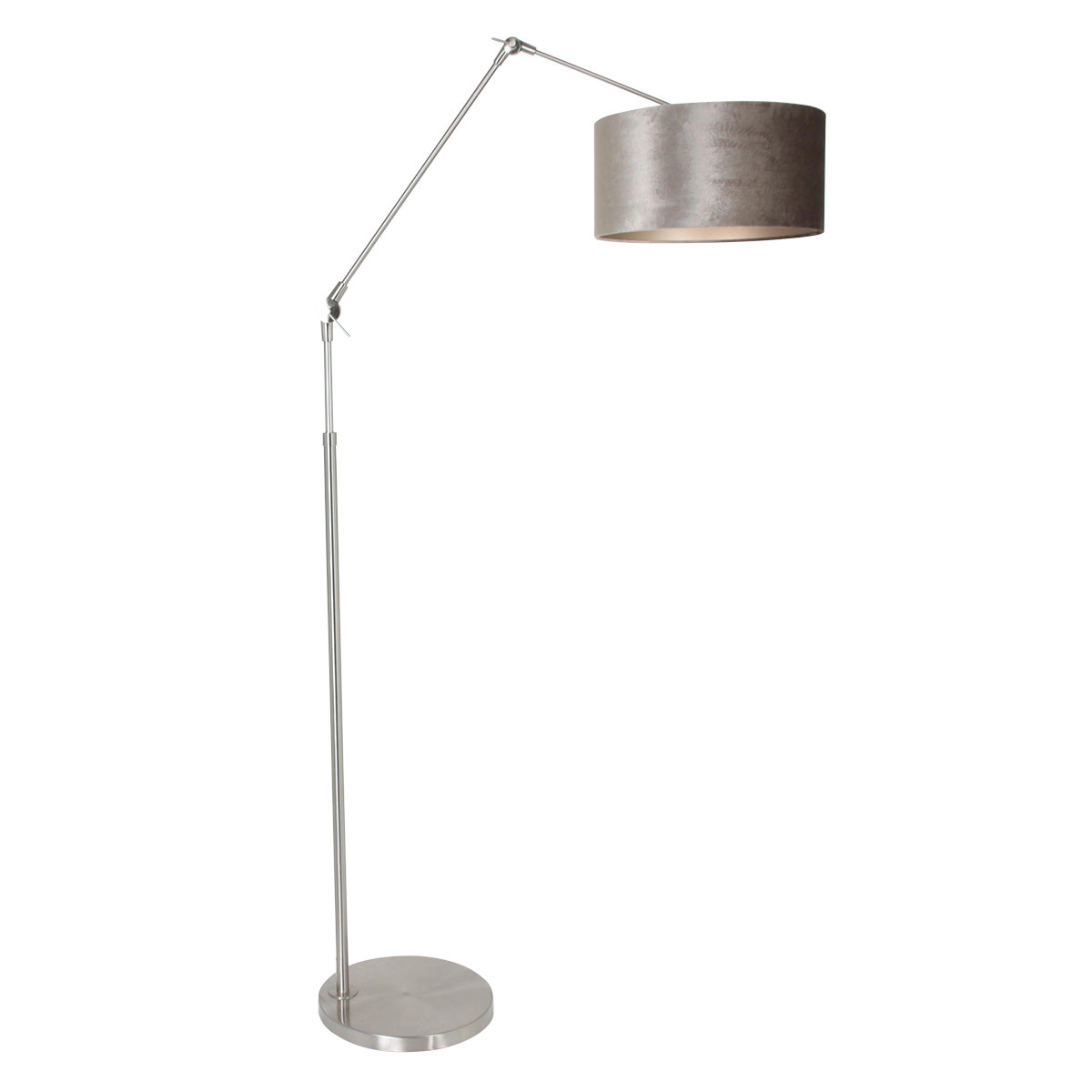Vloer Leeslamp Prestige Chic RVS met 40cm taupe velourse kap