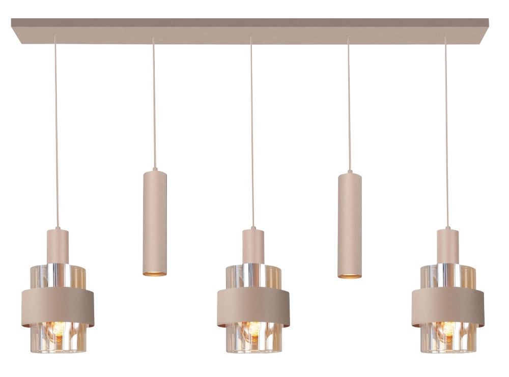 Eettafel hanglamp Marrone 5L - zand Highlight 8718379052095