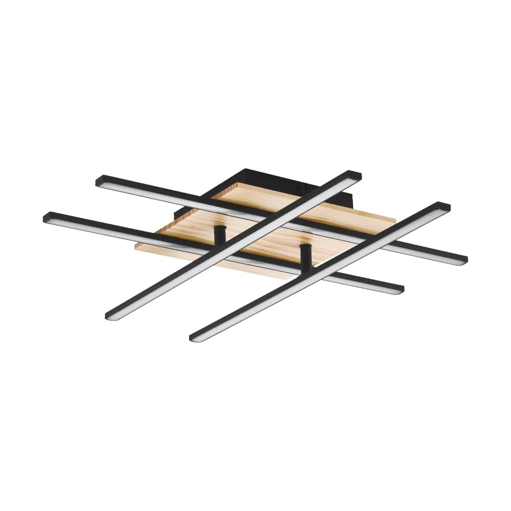 Plafondlamp Marinello 1 zwart met hout