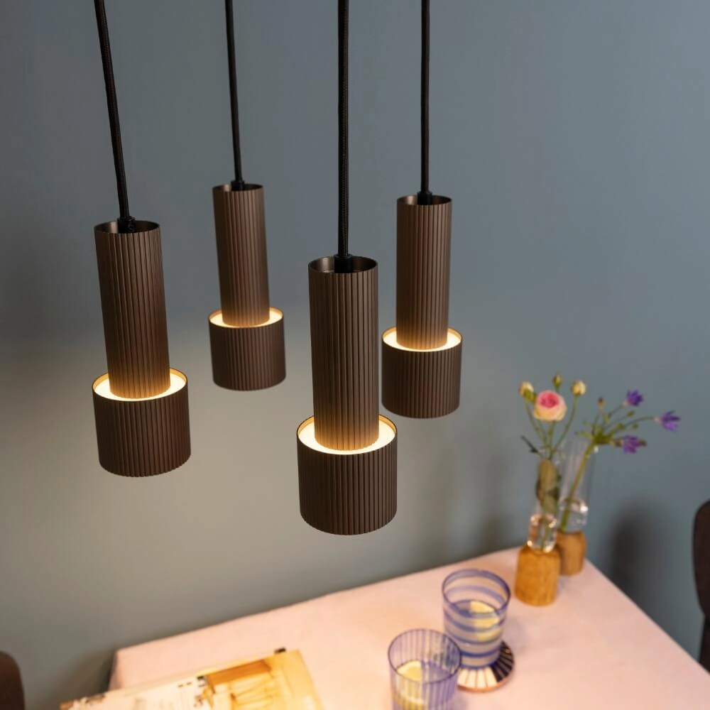 Hanglamp rond Cadiz 4-lichts zwart met brons Brilliant 4004353446955