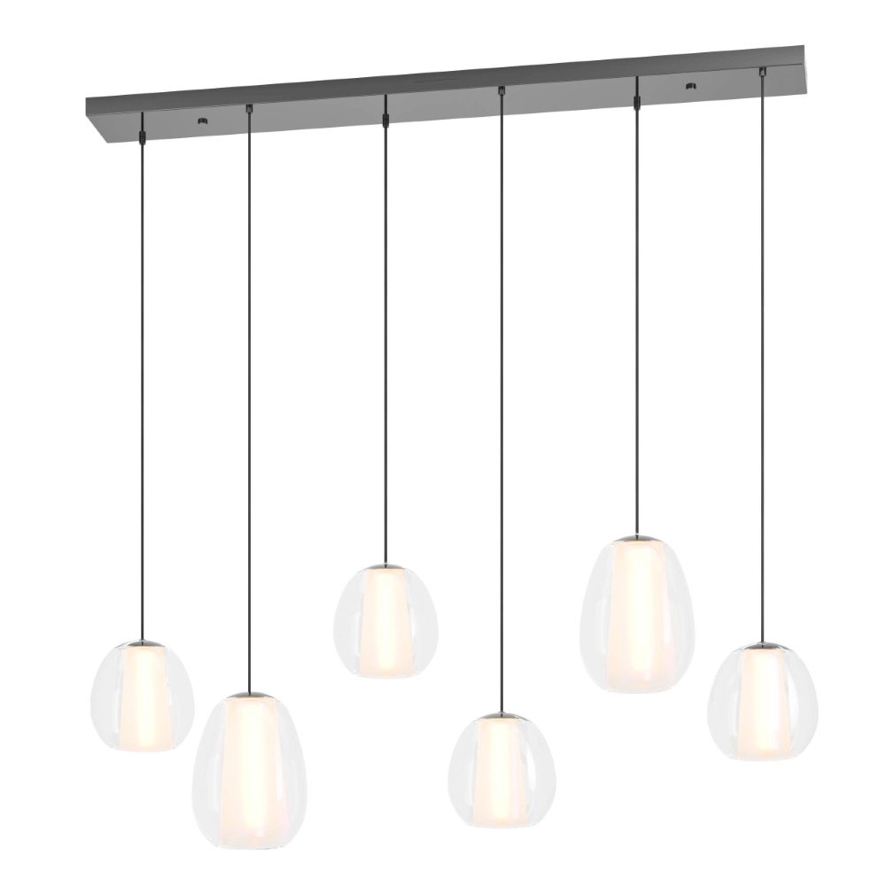 6-lichts hanglamp Menorca grijs