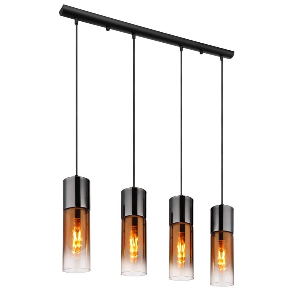Strakke hanglamp Annika 4-lichts gunmetal