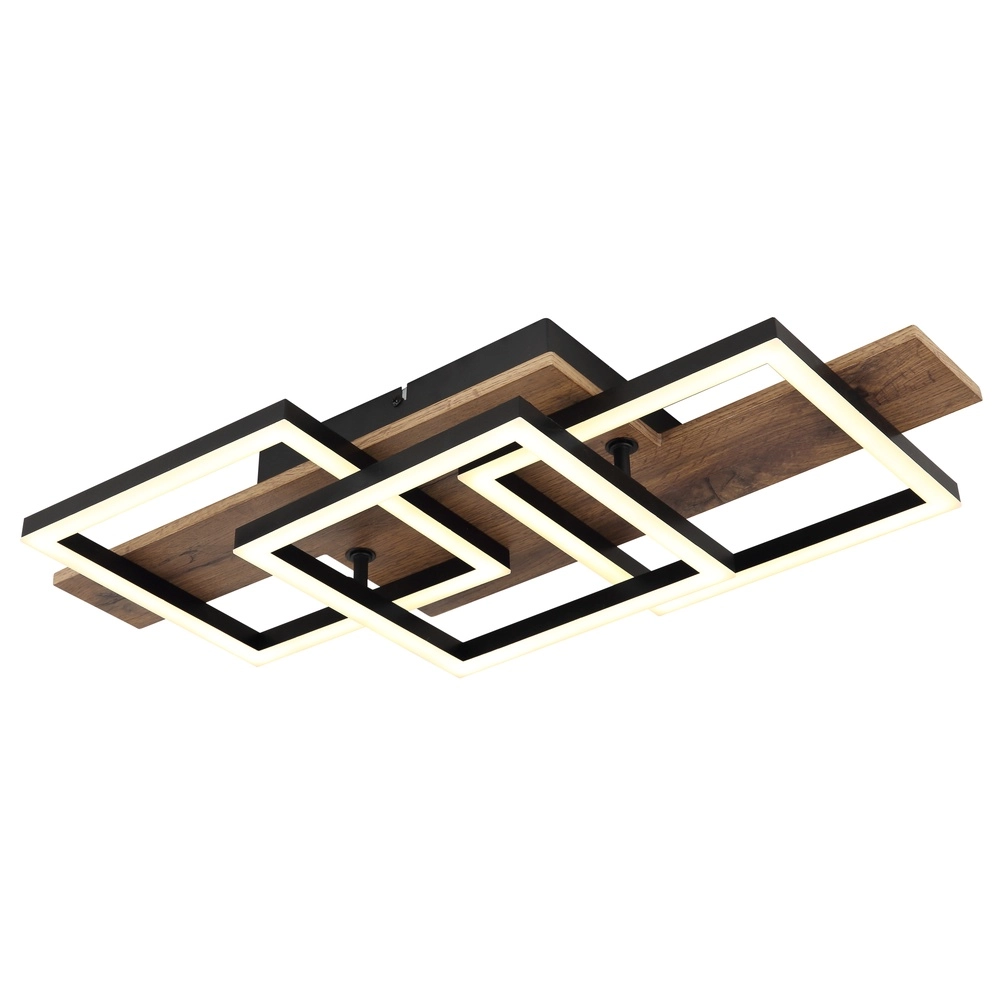 Design plafondlamp Jeffry zwart met hout 58cm