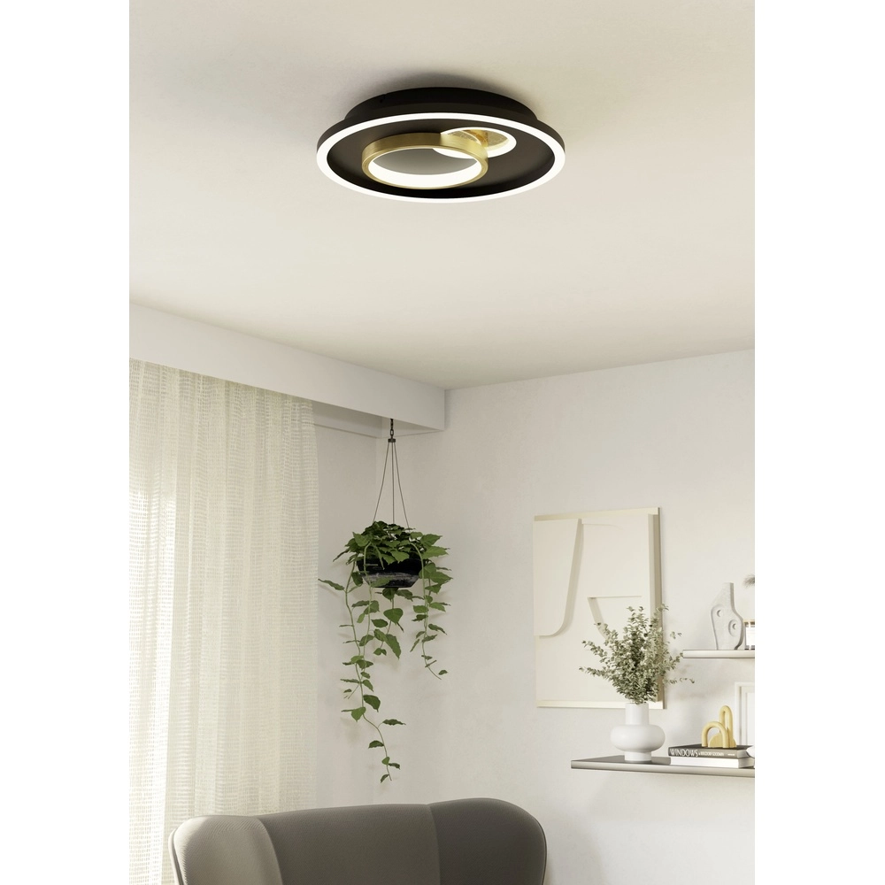 Design plafondlamp Tiriolo led - zwart met goud - Ø 38cm Eglo 9008606316359