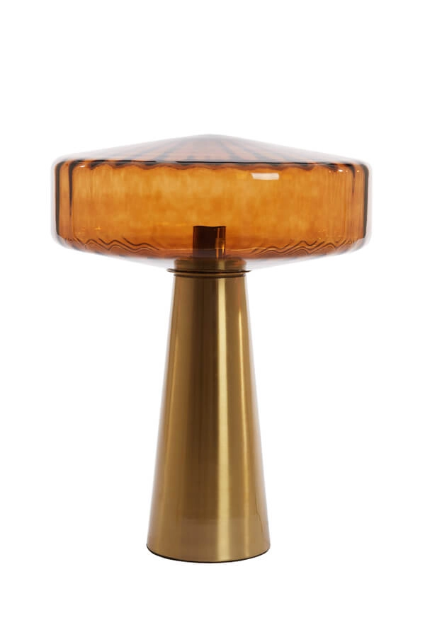 Tafellamp Pleat goud met bruin Ø 40cm Light & Living 8717807687755