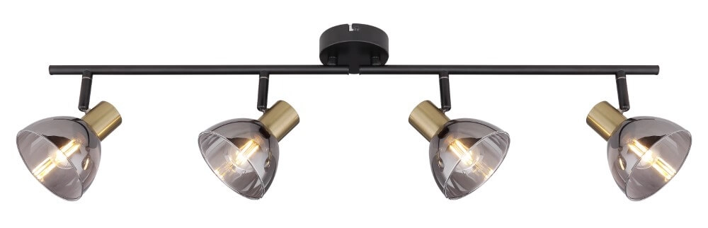 4-lichts plafondlamp Jay zwart met goud
