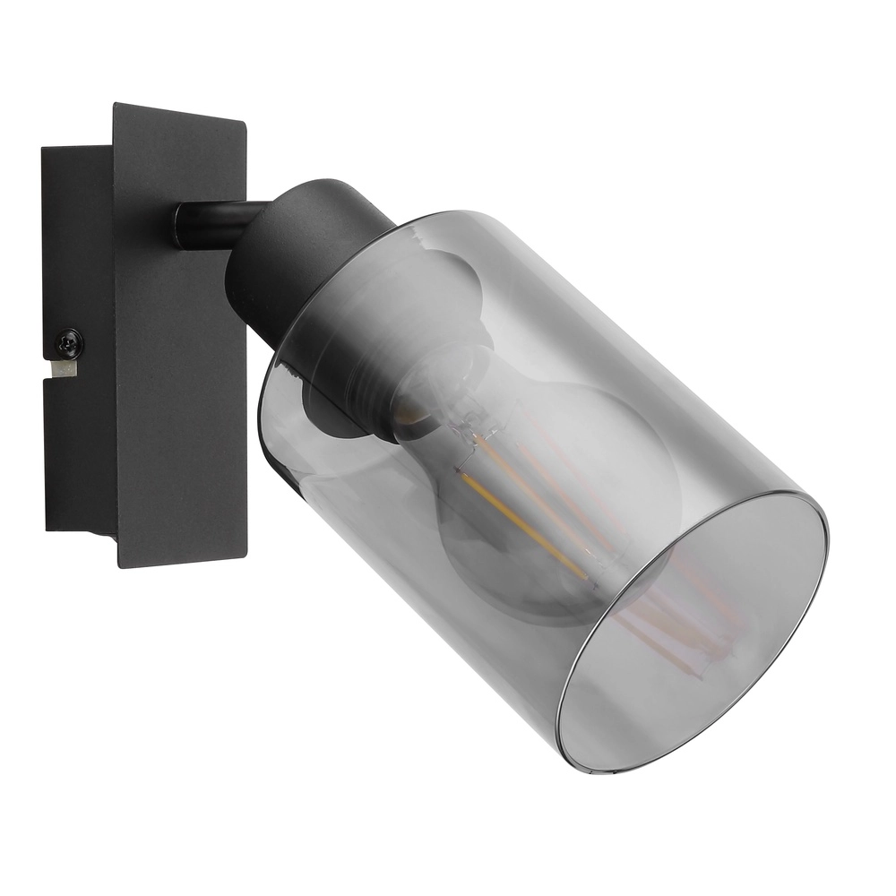 Wandlamp Hadera zwart met smoke glas Globo 9007371437214