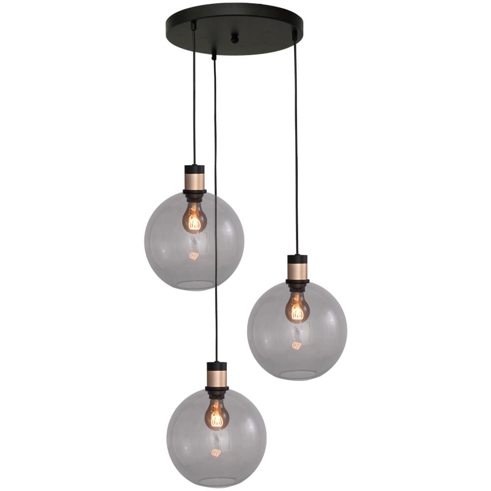 Vide hanglamp Lazise 2 3x Ø 25cm goud met zwart