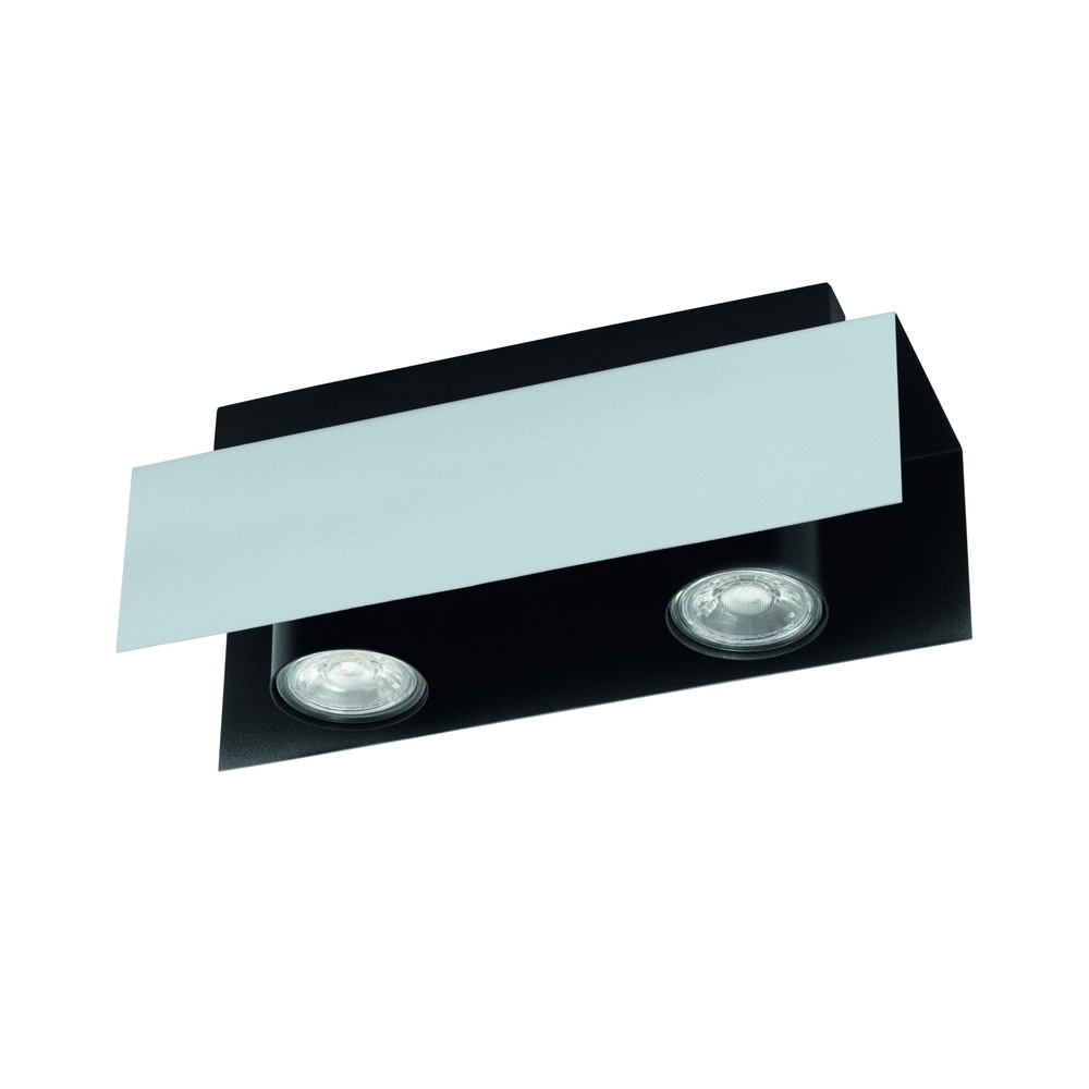 Plafondlamp Viserba 2-lichts wit en zwart