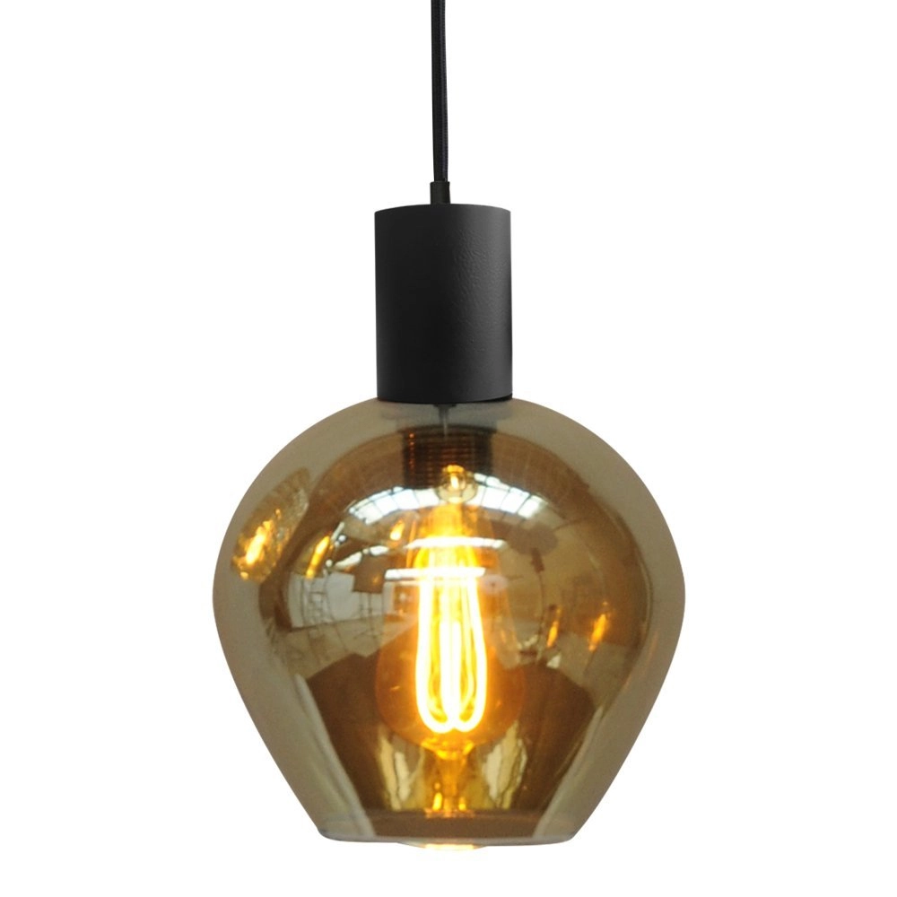 Zwarte pendel hanglamp Bounty met rond glas Masterlight 8718121248431