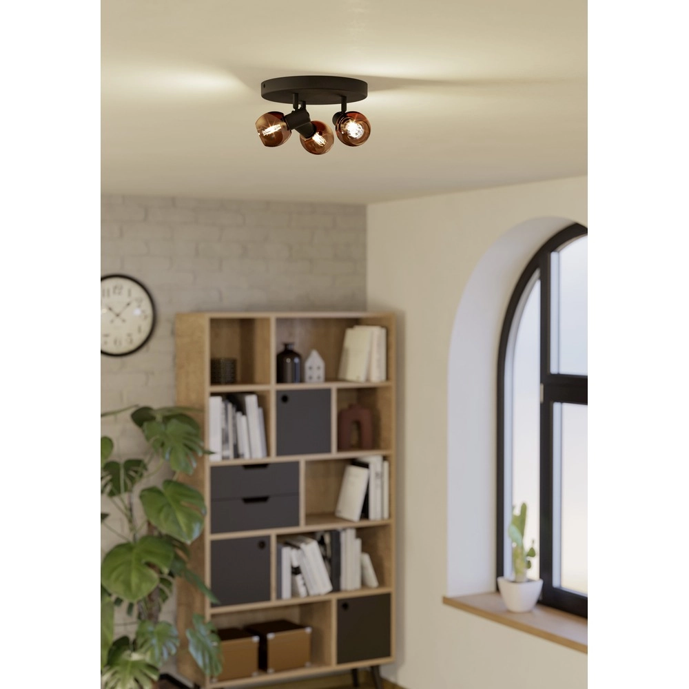 Plafondlamp Castellazo 3-lichts zwart Ø 25cm Eglo 9008606392100