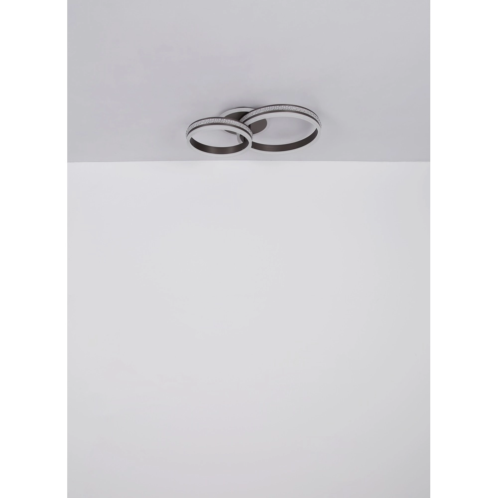 Design plafondlamp Grouni 2 ringen titanium geborsteld Globo 9007371452002