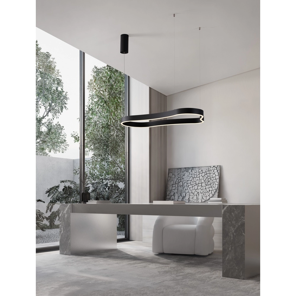 Natuurlijke vorm hanglamp Dussa zwart 90cm Lyora 5212017463050