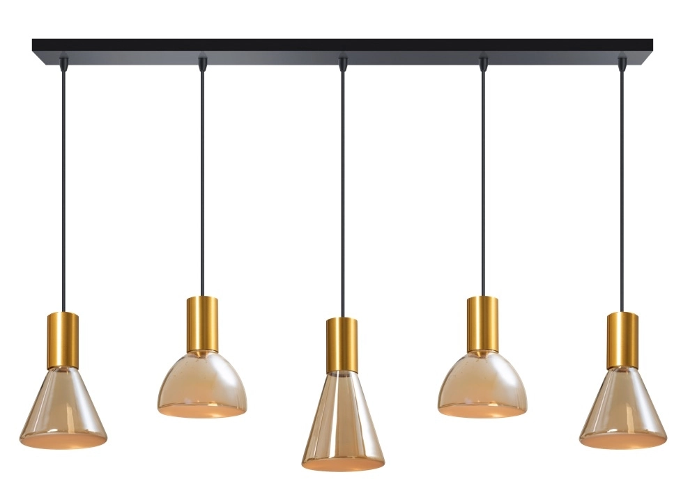 Eetkamer hanglamp Lisa goud met amber glas