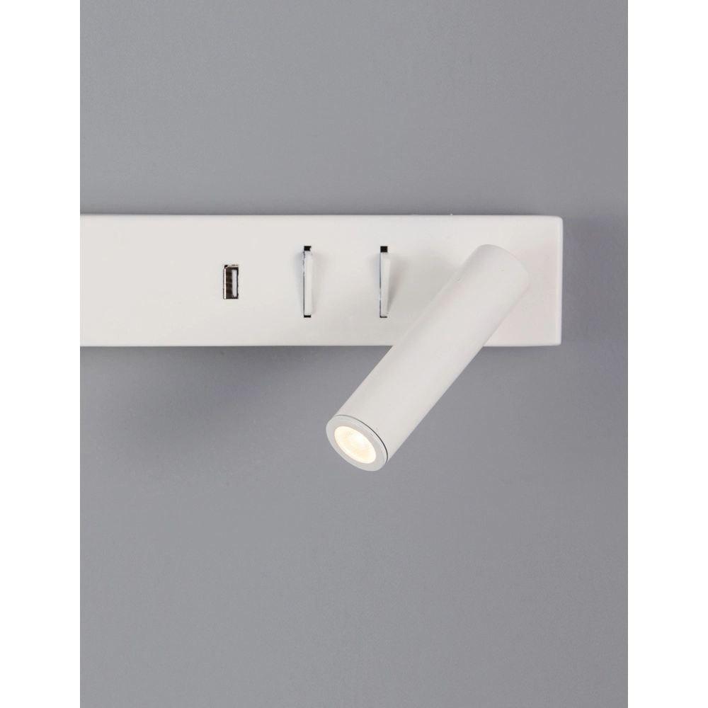 Bedlampje Vida rechts wit met usb Lyora 5212017427878