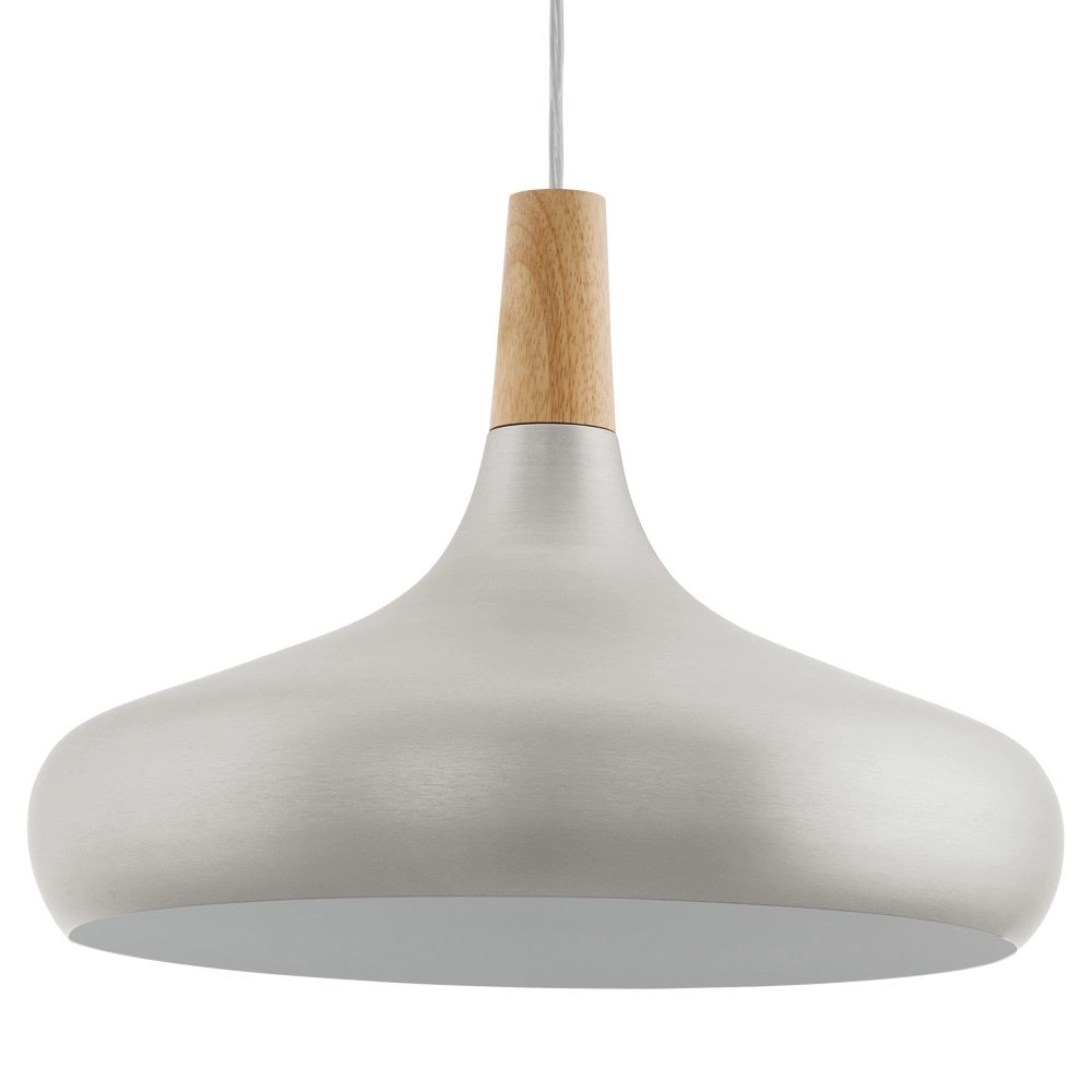 Moderne hanglamp Sabinar 40cm RVS met houtbruin