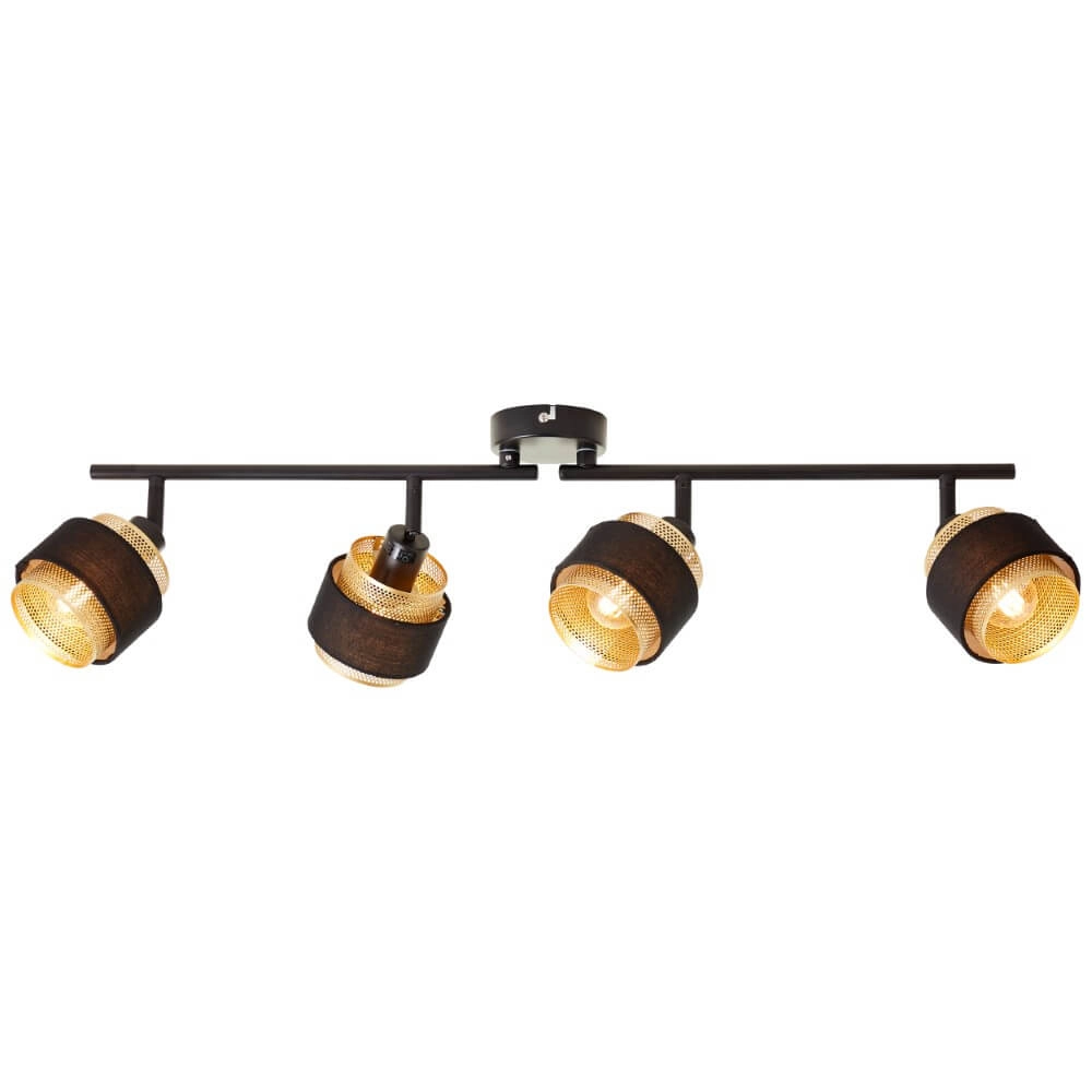 4-lichts plafondlamp Grove zwart met goud