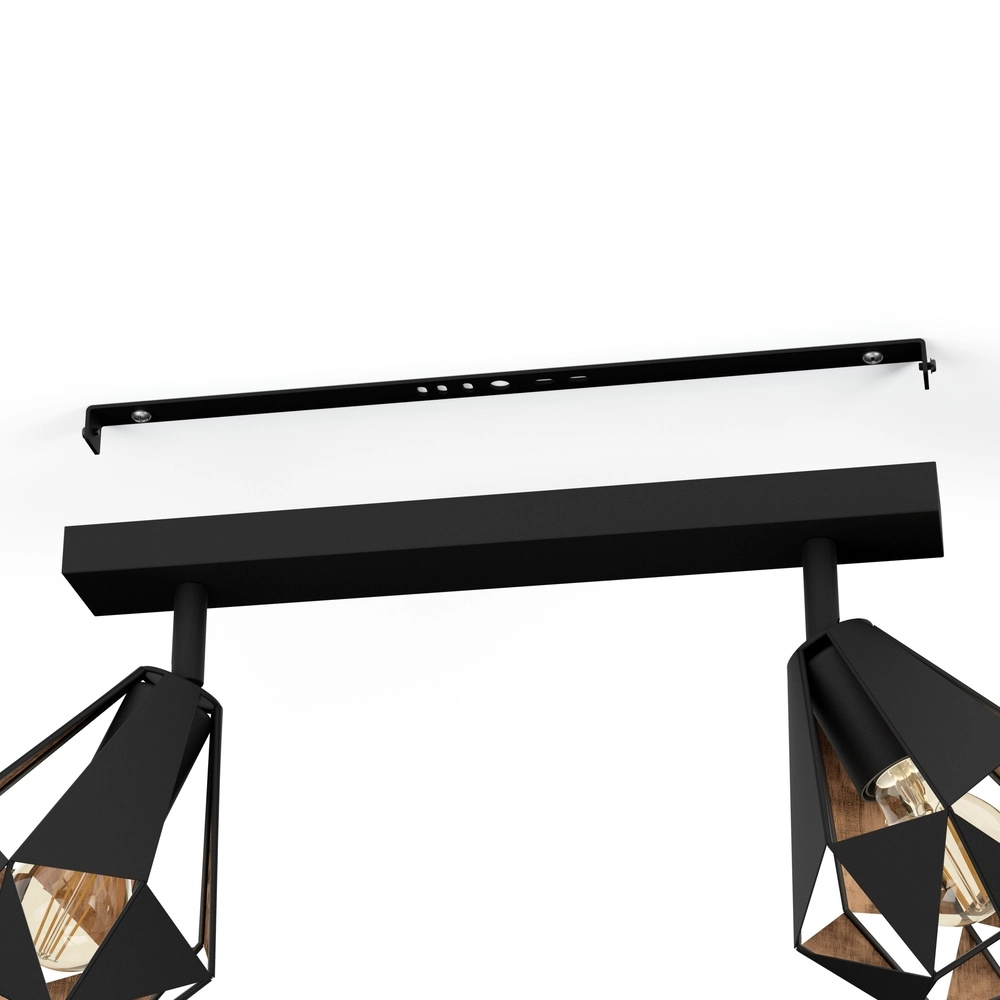 Zwarte plafondlamp Carlton 7 2L - met koper Eglo 9002759437169