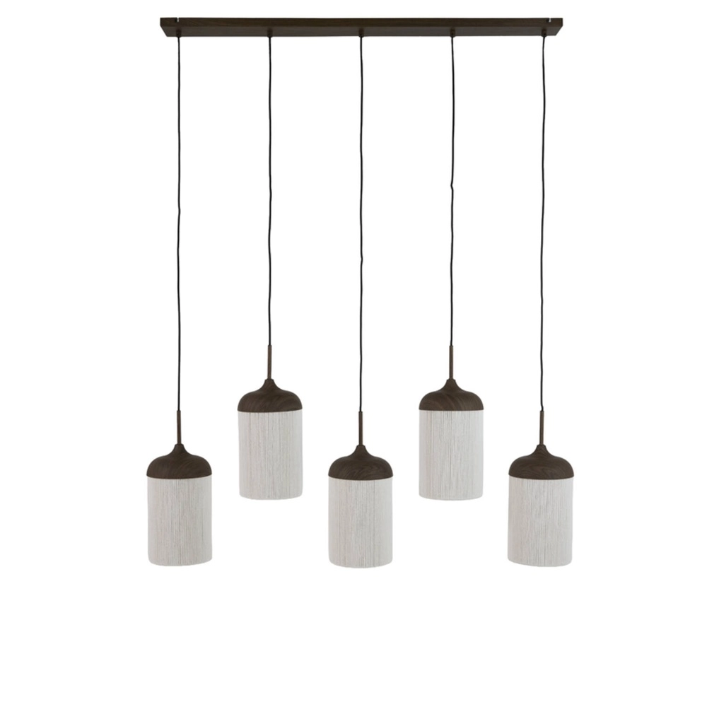5-lichts hanglamp Dania recht zwart hout