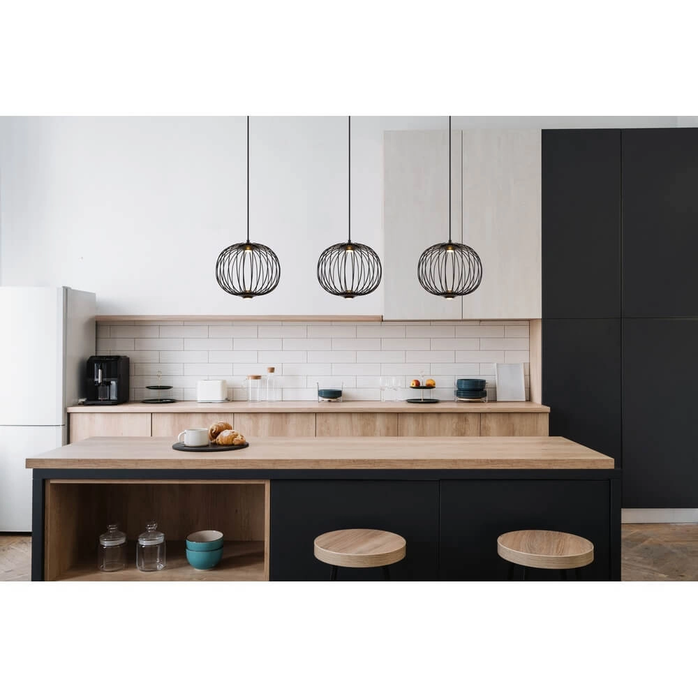Zwarte hanglamp Galway 3-lichts kooi Globo 9007371462339