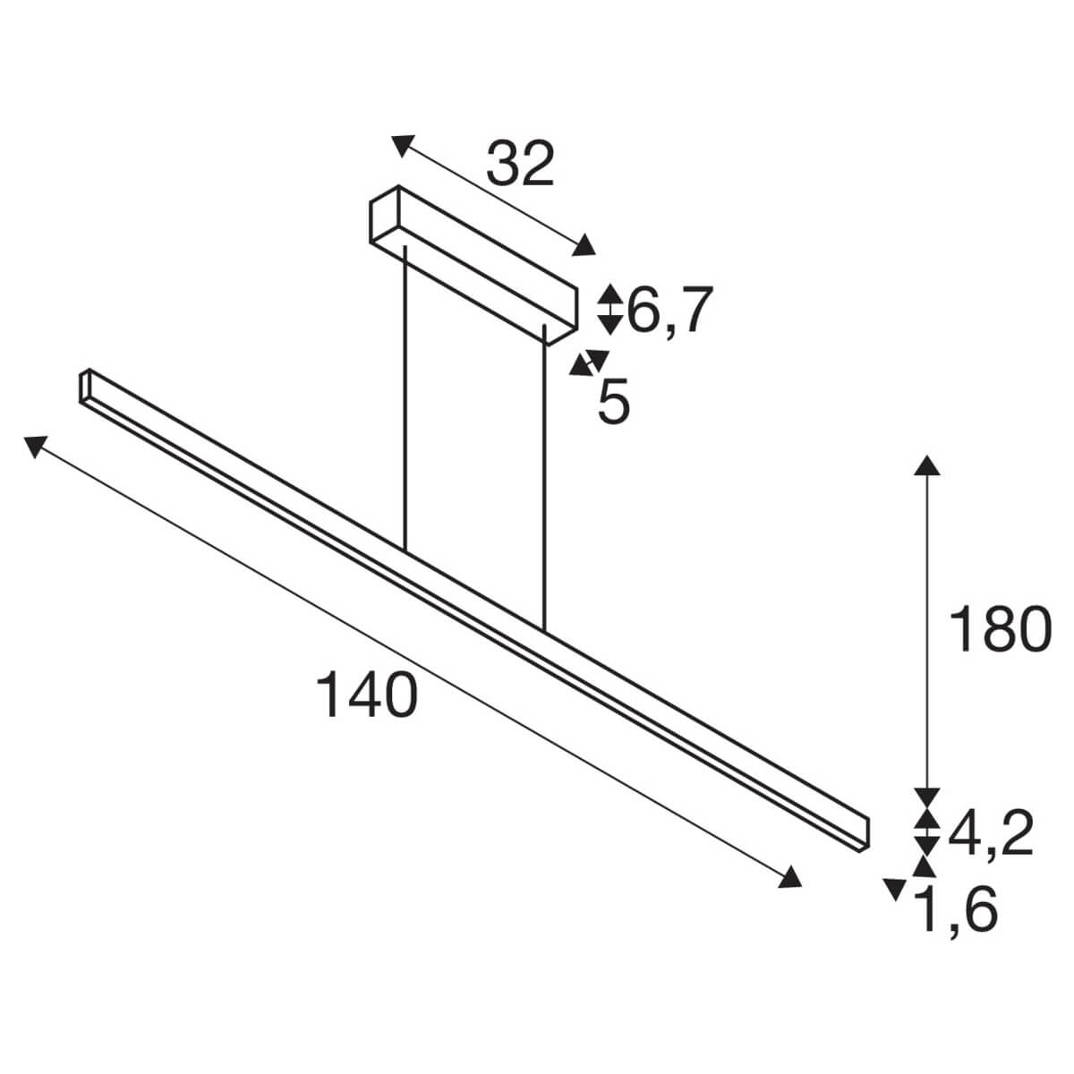 Zwarte hanglamp One Linear 2x15w - 140cm SLV 4024163262651