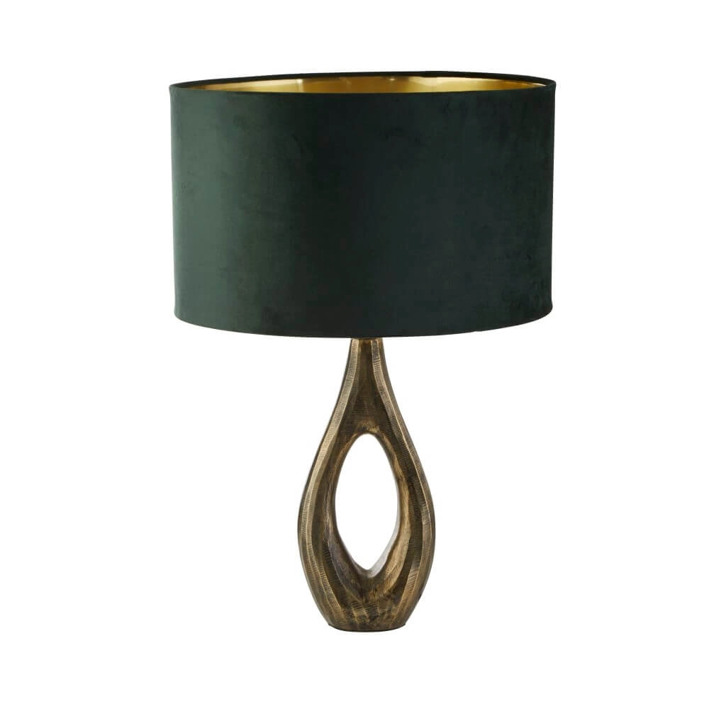 Gouden tafellamp Bucklow met groene kap