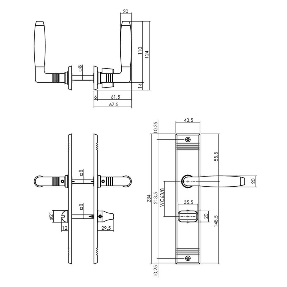 Jaren 30 deurklink Ton Basic WC-sluiting 63/8 nikkel Intersteel 8714186710722
