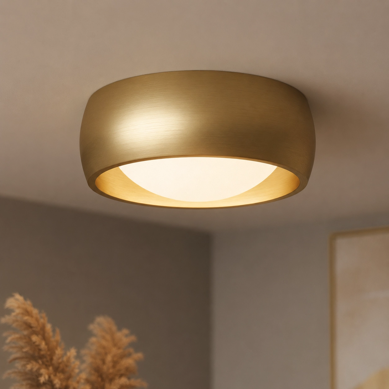 Strakke plafondlamp Montana Ø15cm - Goud geborsteld