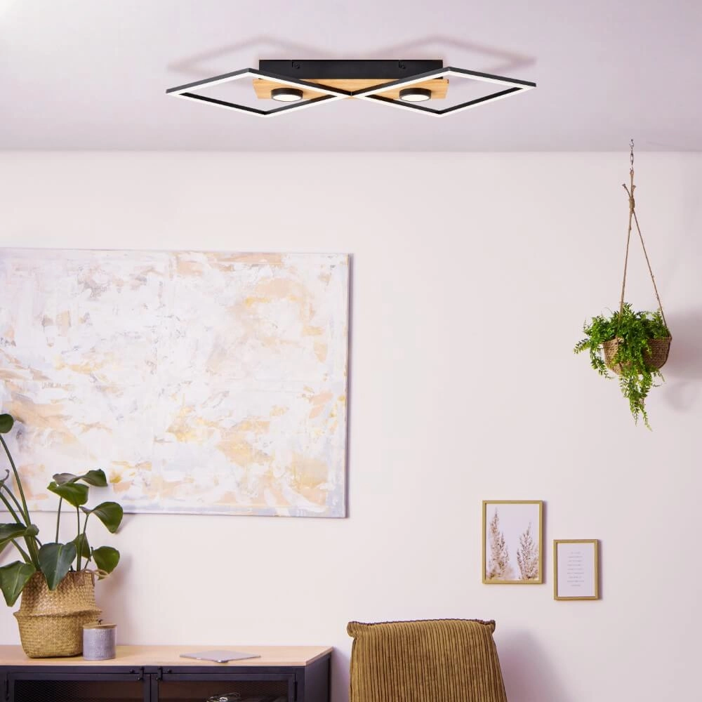 Houten led plafondlamp Woodbridge M Brilliant 4004353409707