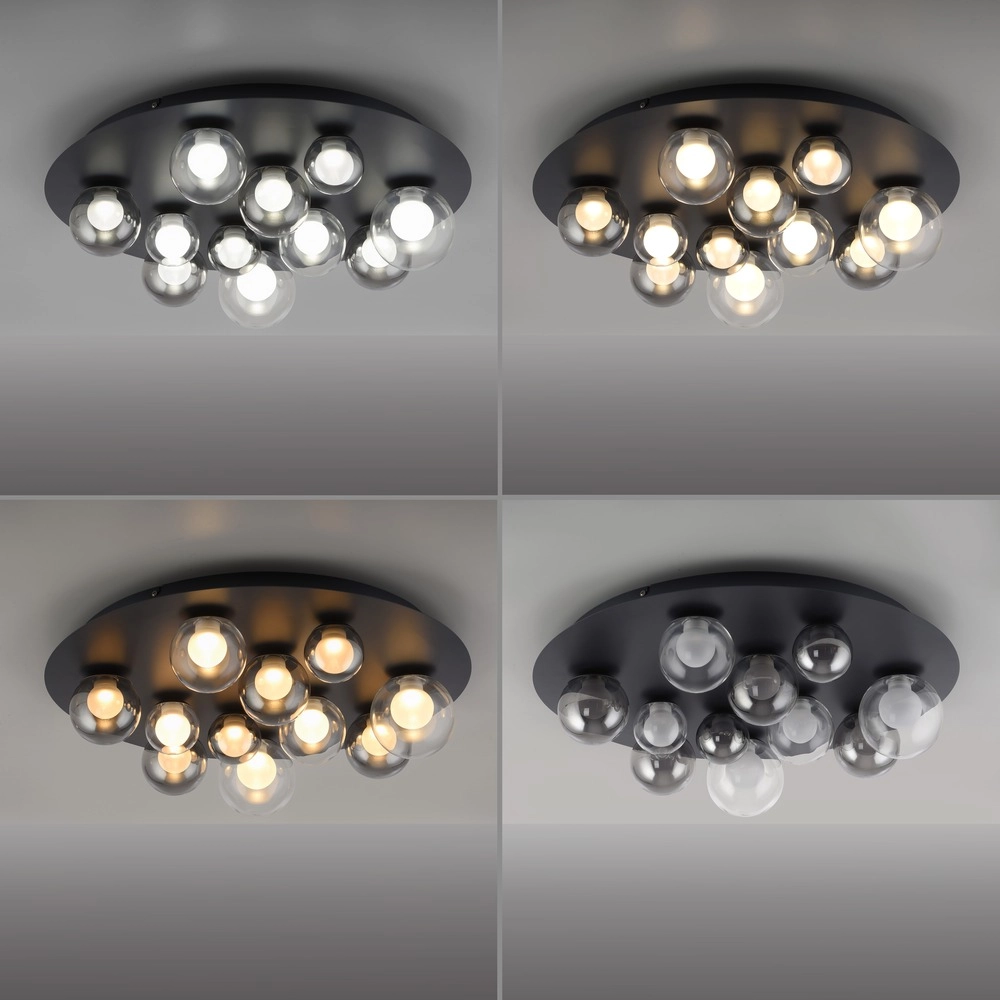 11-lichts plafondlamp Pure Popup Mystic grey met smoke glas Paul Neuhaus 4012248397176