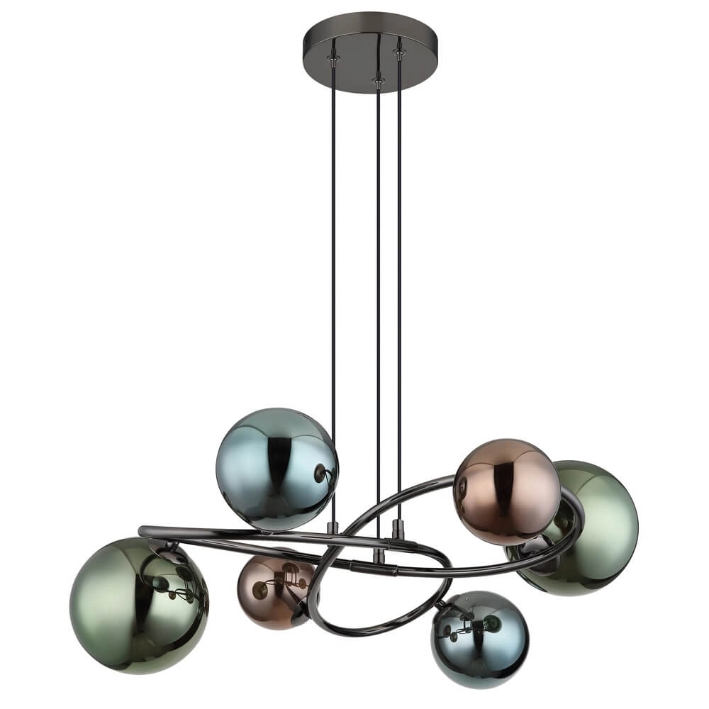 Zwarte hanglamp Riha gekleurd glas 6-lichts Globo 9007371447114