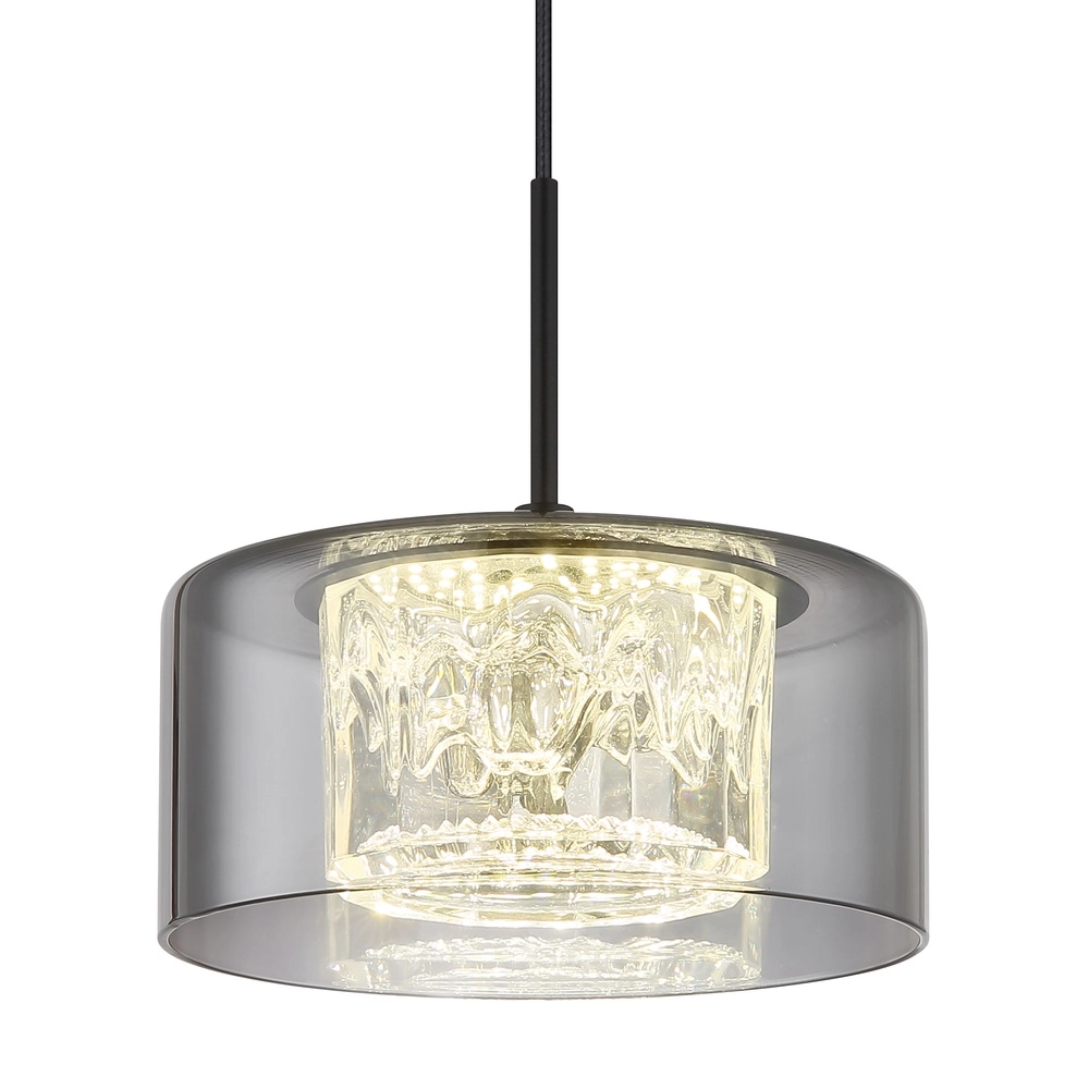 Design hanglamp Fogsy enkel zwart met smoke glas Globo 9007371450381