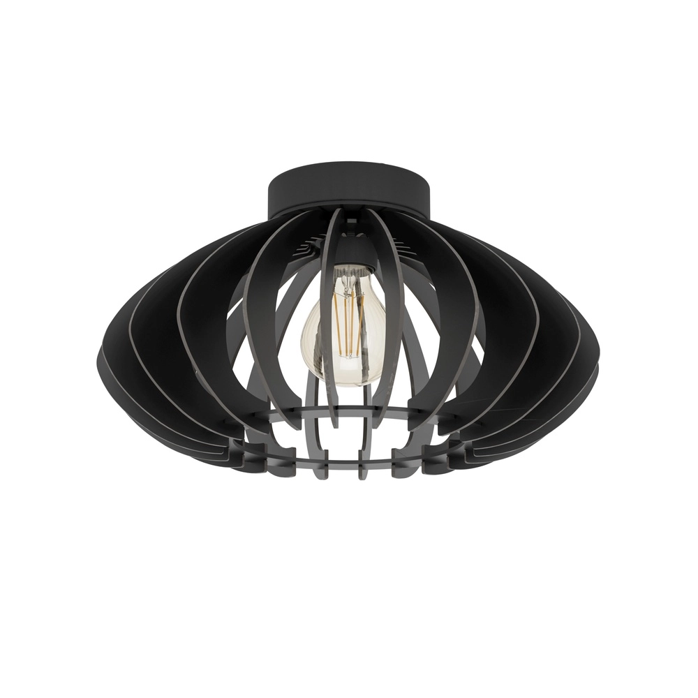 Houten plafondlamp Cossano 3 zwart - Ø 38cm