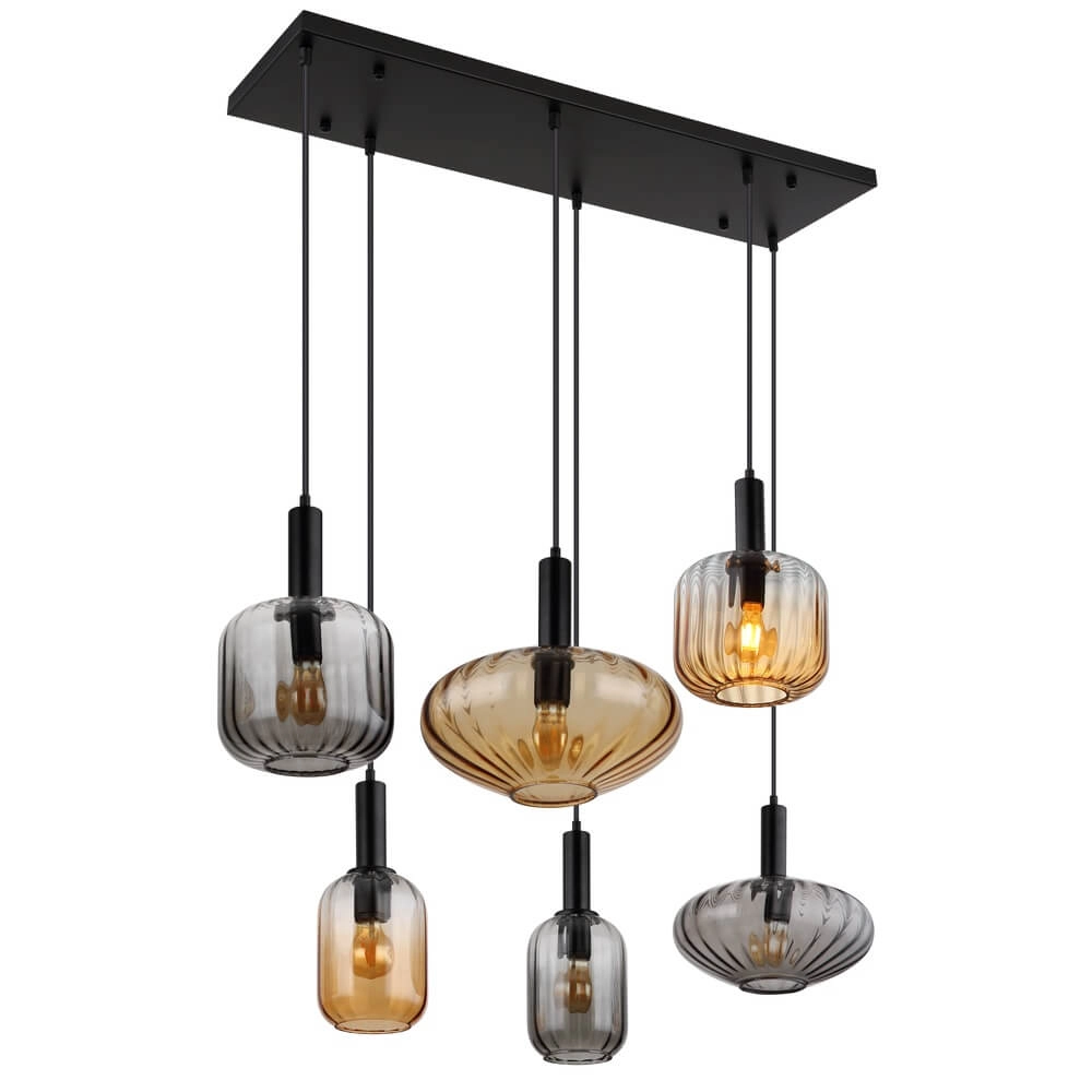 Hanglamp Valletta met gekleurd glas 6-lichts Globo 9007371458868