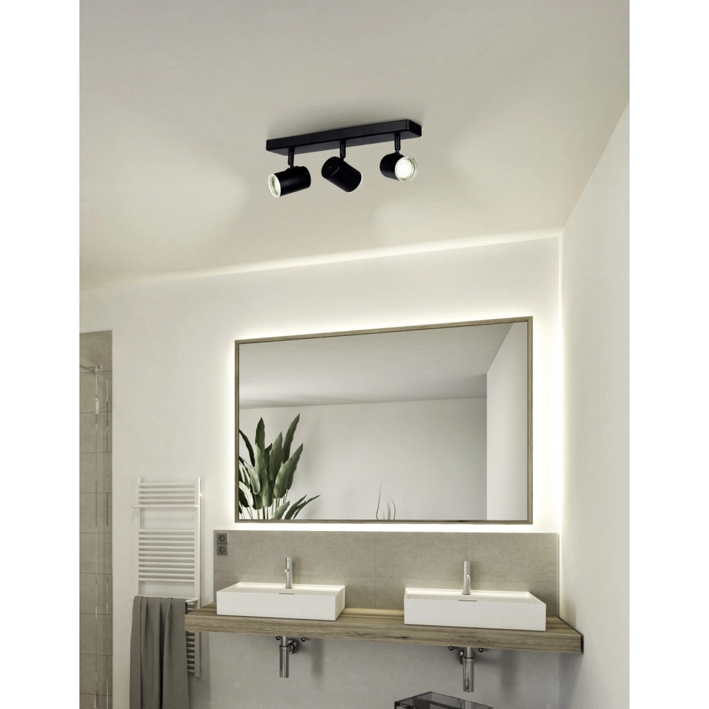 Opbouwspot Consuma 1 3-lichts recht zwart Eglo 9008606355945