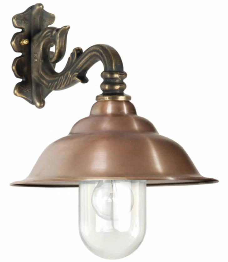 Bronzen muurlamp Chateau met koperen kap