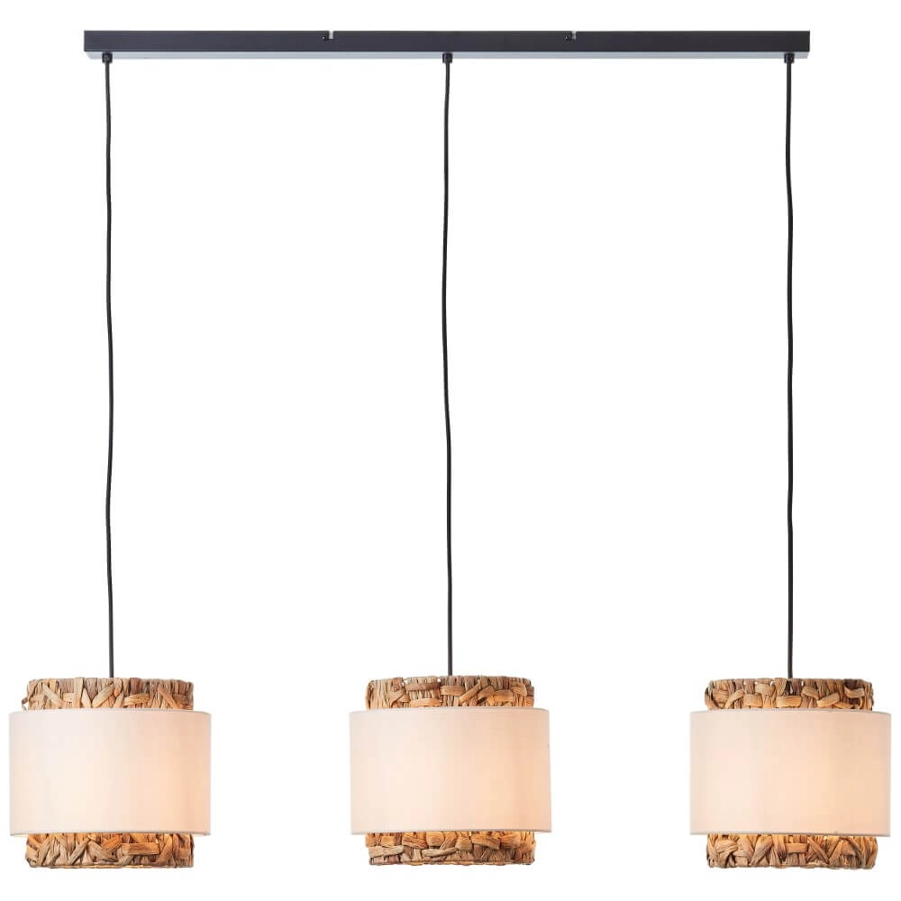 Eetkamer hanglamp Waterlilly rotan met witte stof