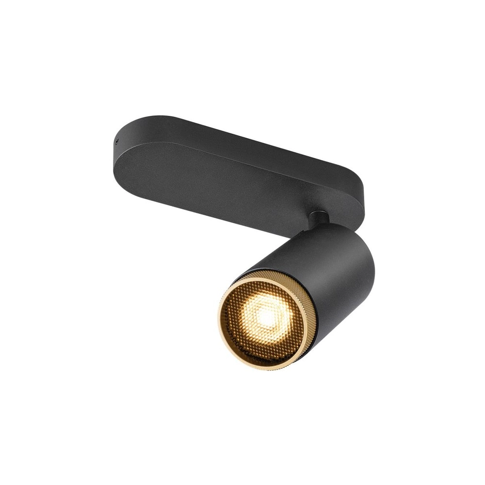 Opbouwspot Grip! L zwart met gouden ring