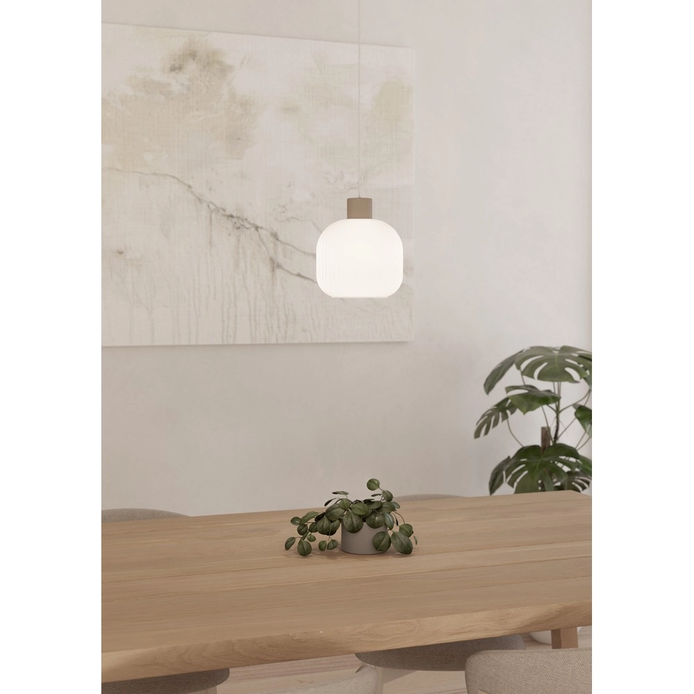 Design hanglamp Dasmina zand bruin met wit Ø 20cm Eglo 9008606406265