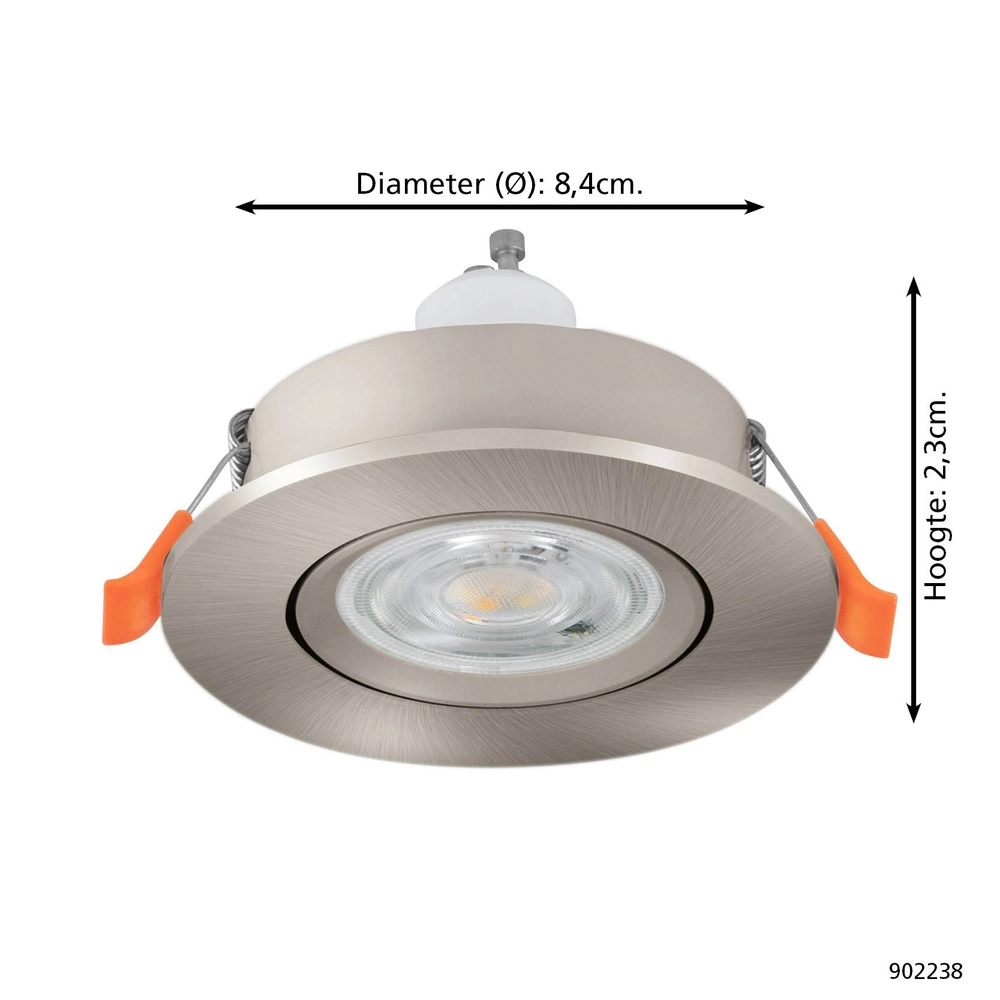 Inbouwspot Barranco nikkel Ø 8,4cm IP44 - 3000K Eglo 9008606359172