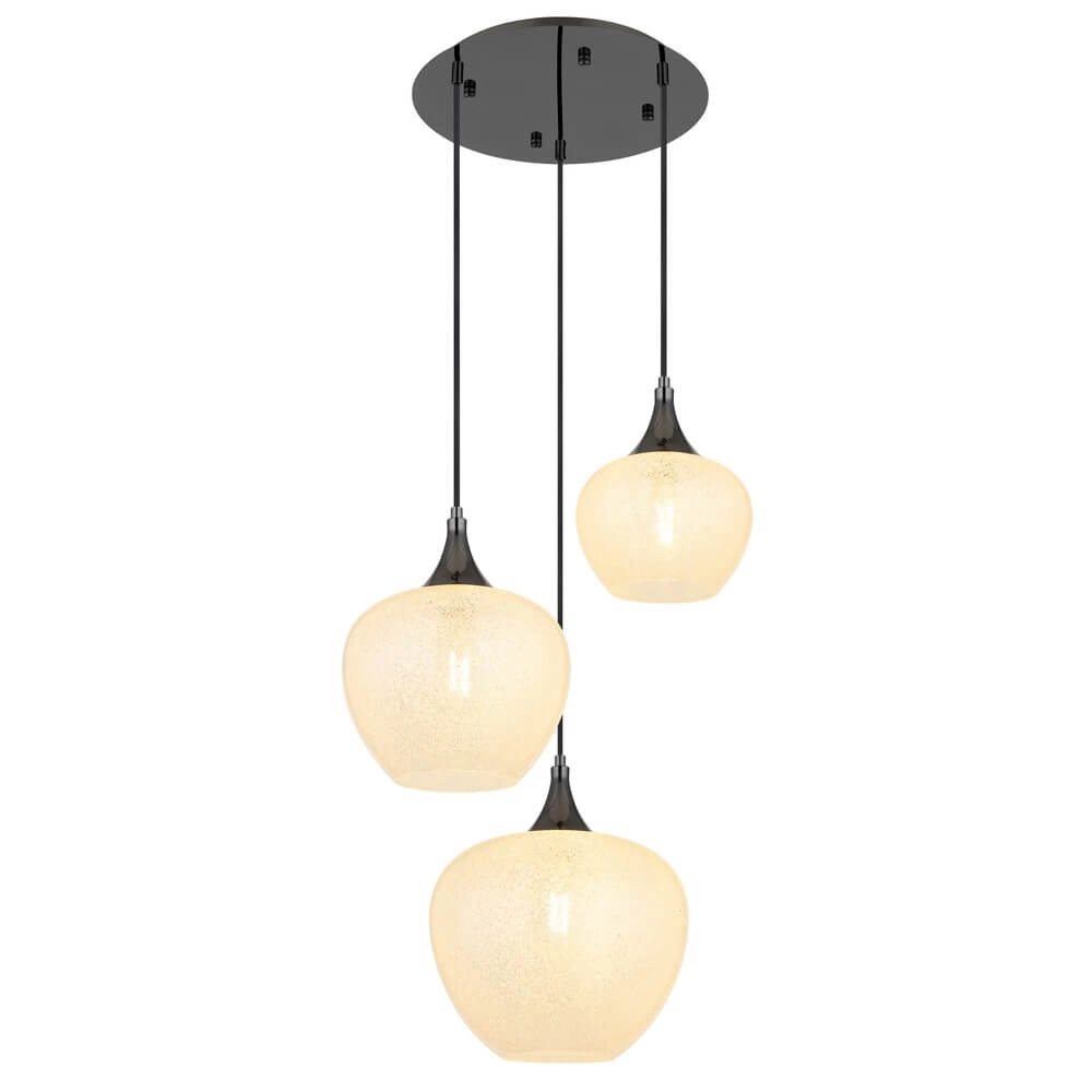 Antraciet hanglamp Maxy met wit glas 3-lichts Ø 49cm