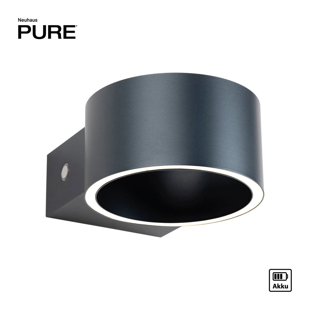 Oplaadbare wandlamp Pure Akku Clipse Mystic grey Paul Neuhaus 4012248391754