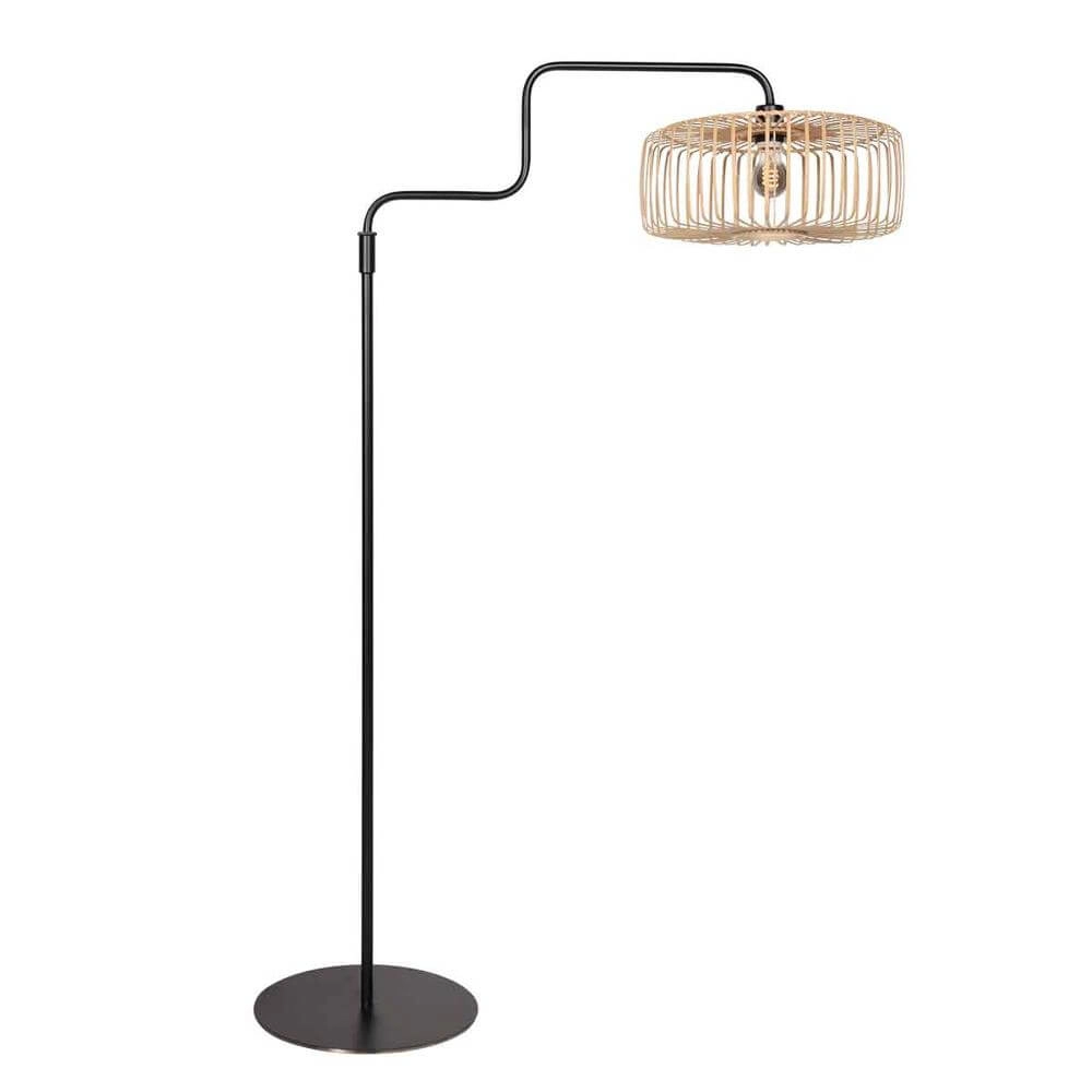 Vloerlamp Bloeba zwart met bamboe