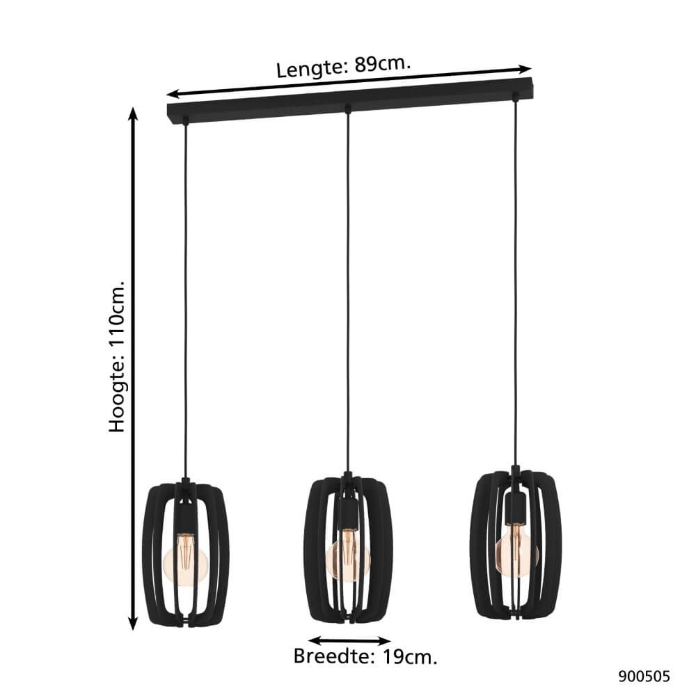 Eetkamer hanglamp Bajazzara zwart Eglo 9008606244355